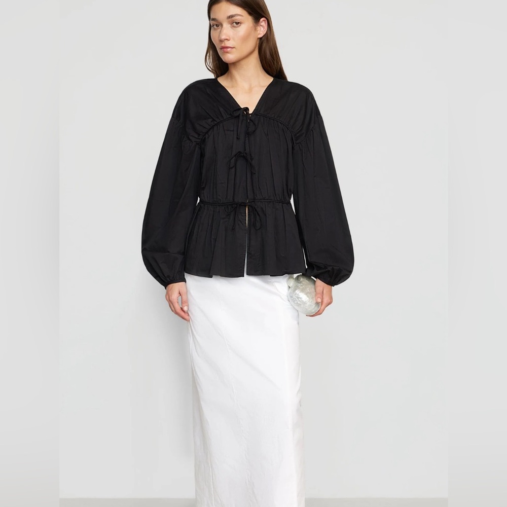 Modern Citizen Hira organic Tie Front Blouse Top 3/4 Sleeve, Cotton
Size Large